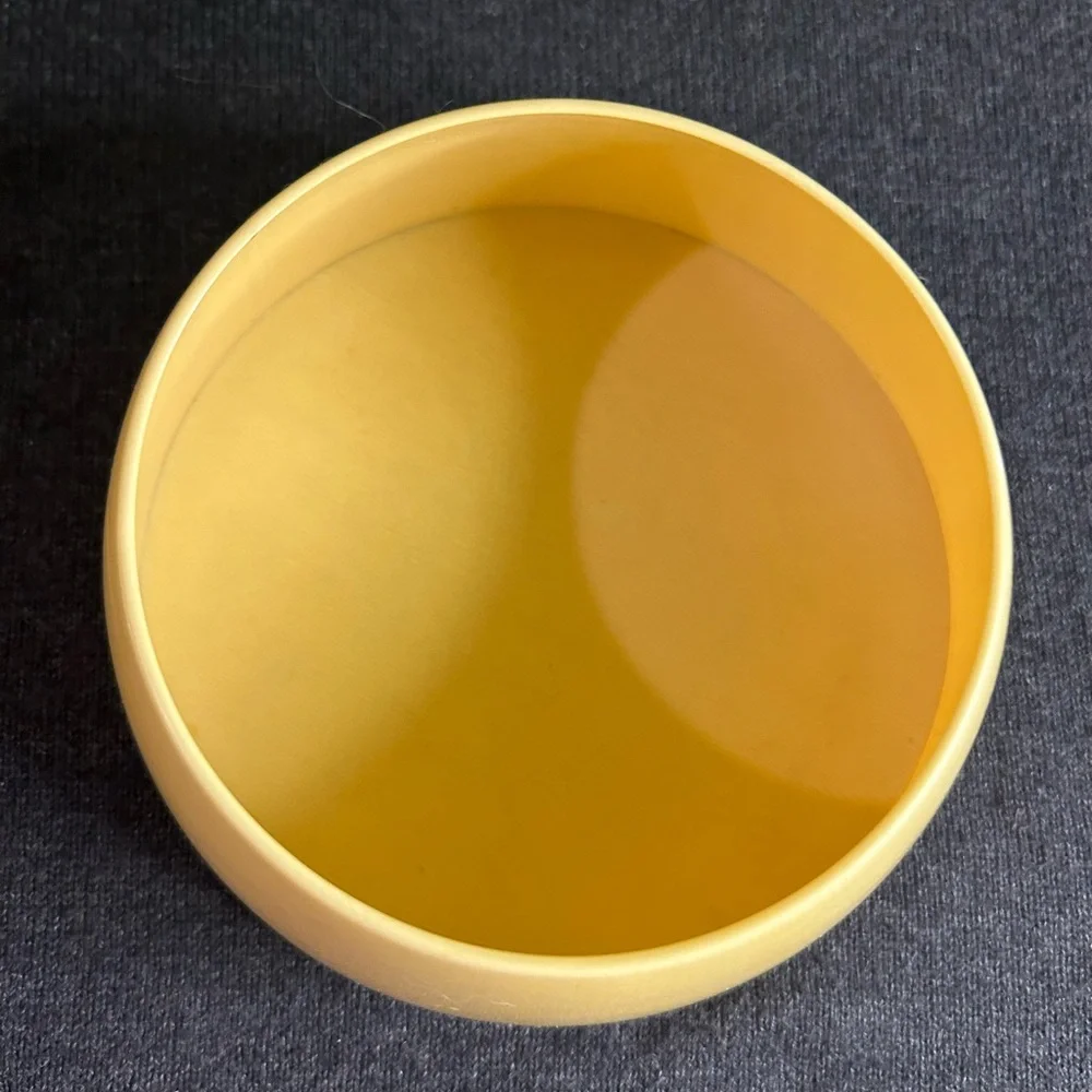 Vintage Powder Box French Yellow Celluloid Made In England Vanity Bowl with Lid